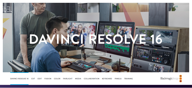 DaVinci Resolve home page