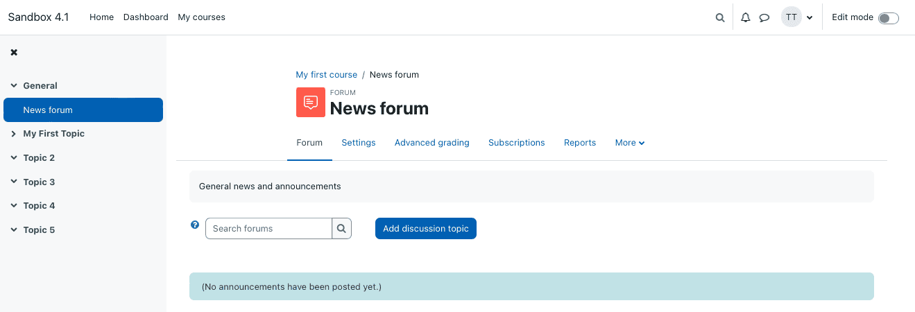 moodle turn off edit mode